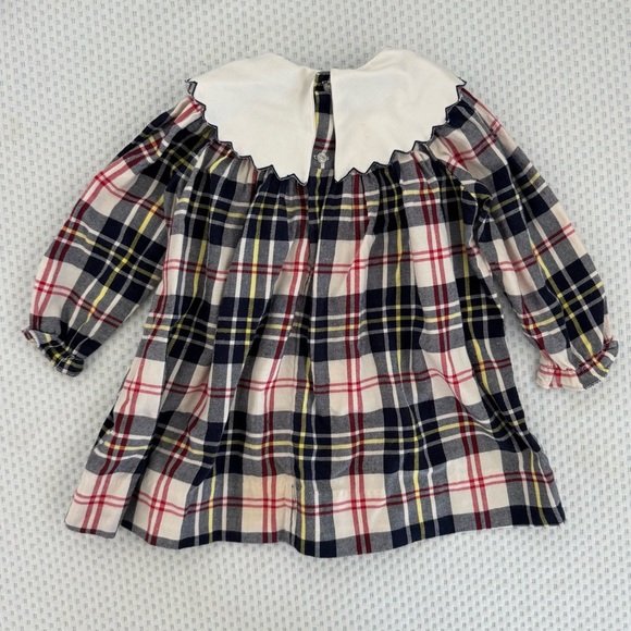 Vintage Baby Girls Holiday Plaid Long Sleeve Dress with Embroidered Collar 12M - Picture 8 of 8